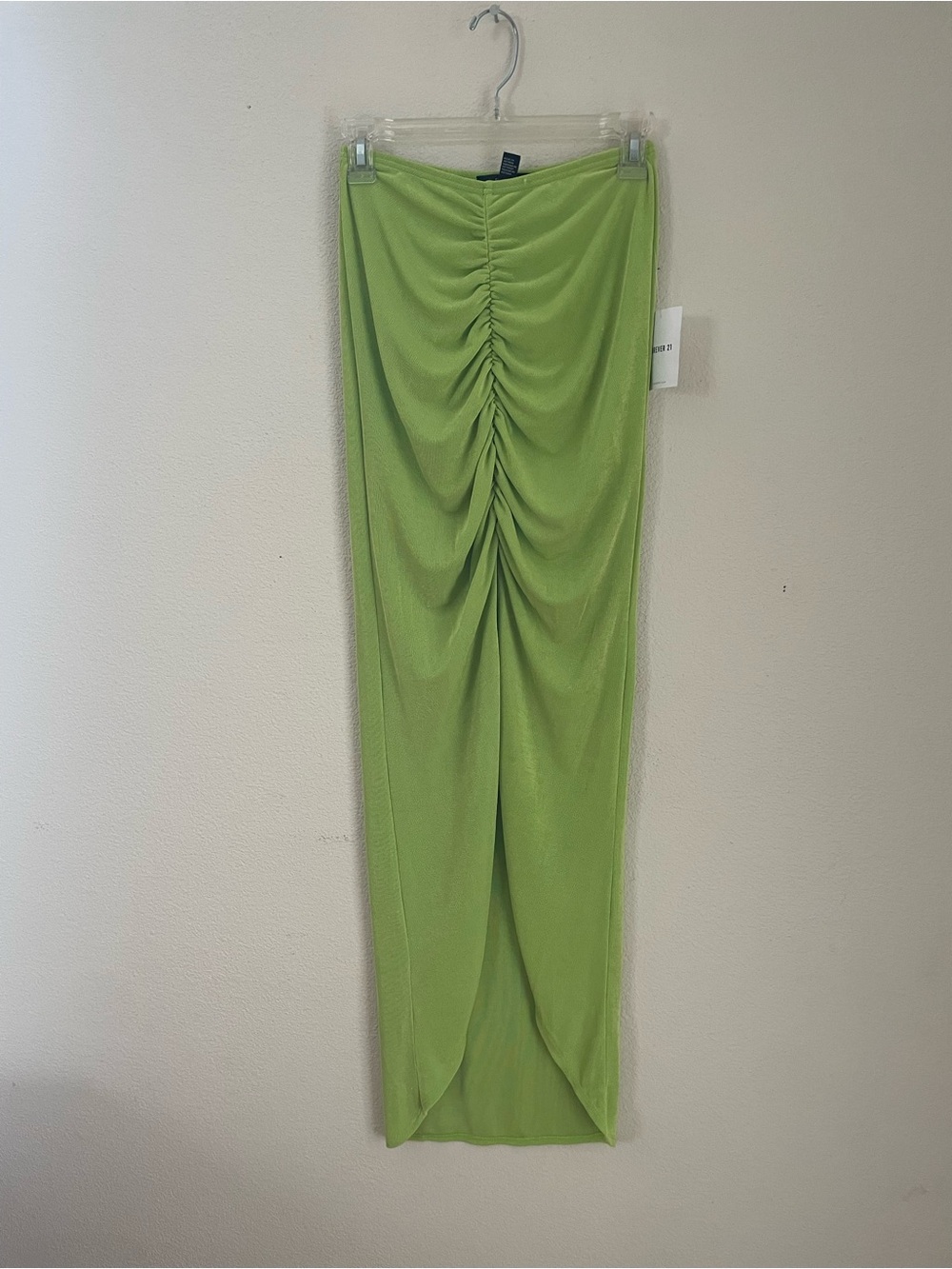 Forever 21 Lime Green Ruched Maxi Skirt